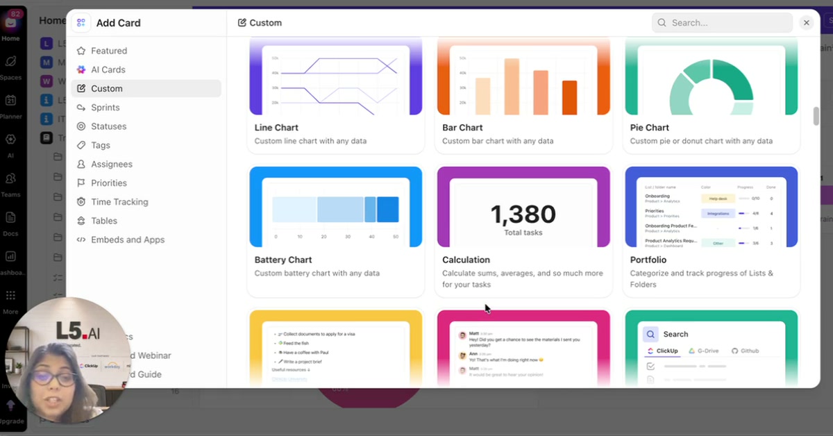 ClickUp Dashboard Cards Explained