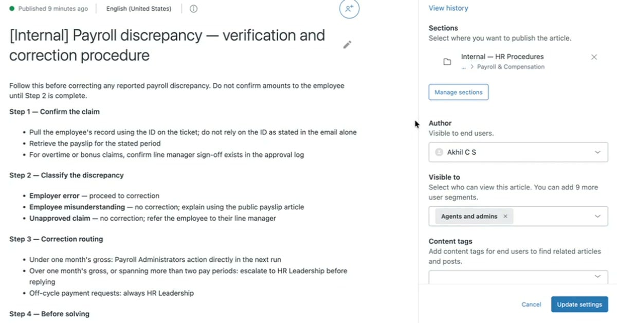 Zendesk Internal Articles Explained